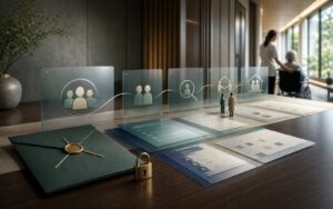 介護M&Aの秘密保持と情報開示を表す上質な相談資料